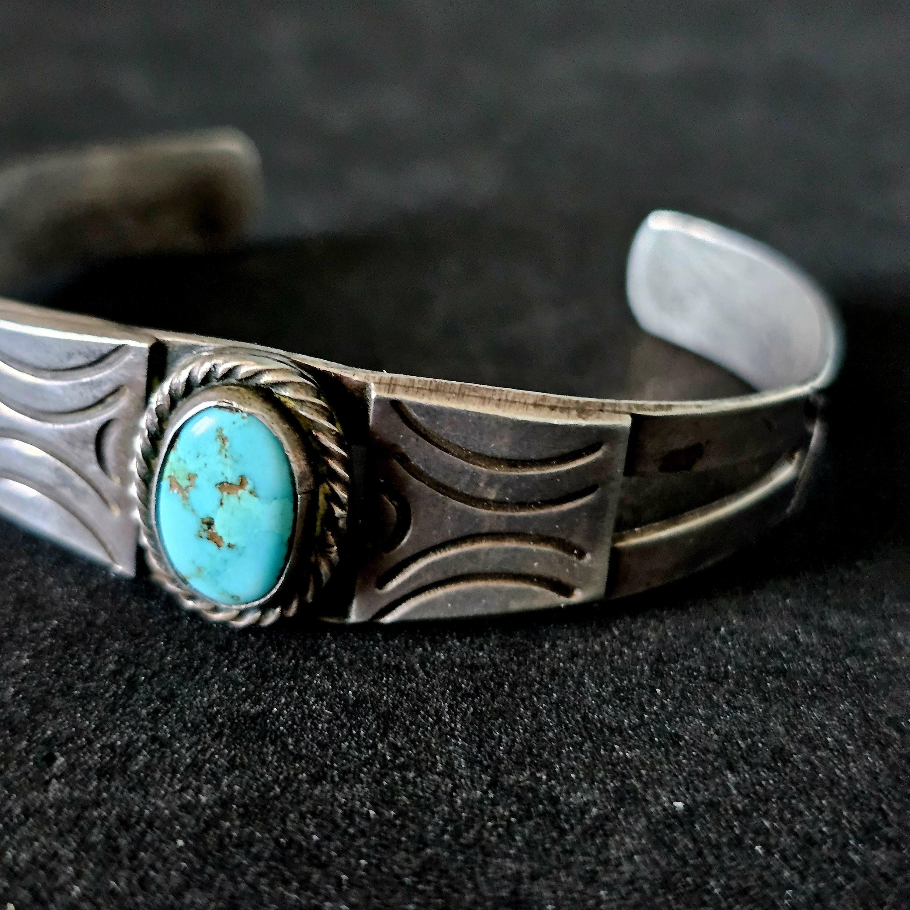 1930s Turquoise Vintage Native Cuff Old Pawn fits 6 1/2" wrist JB 245