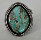Single Large Kingman Turquoise Sterling Vintage Native Silver Cuff, 6 3/4"  JB 44