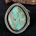Single Large Kingman Turquoise Sterling Vintage Native Silver Cuff, 6 3/4"  JB 44