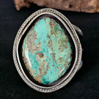 Single Large Kingman Turquoise Sterling Vintage Native Silver Cuff, 6 3/4"  JB 44
