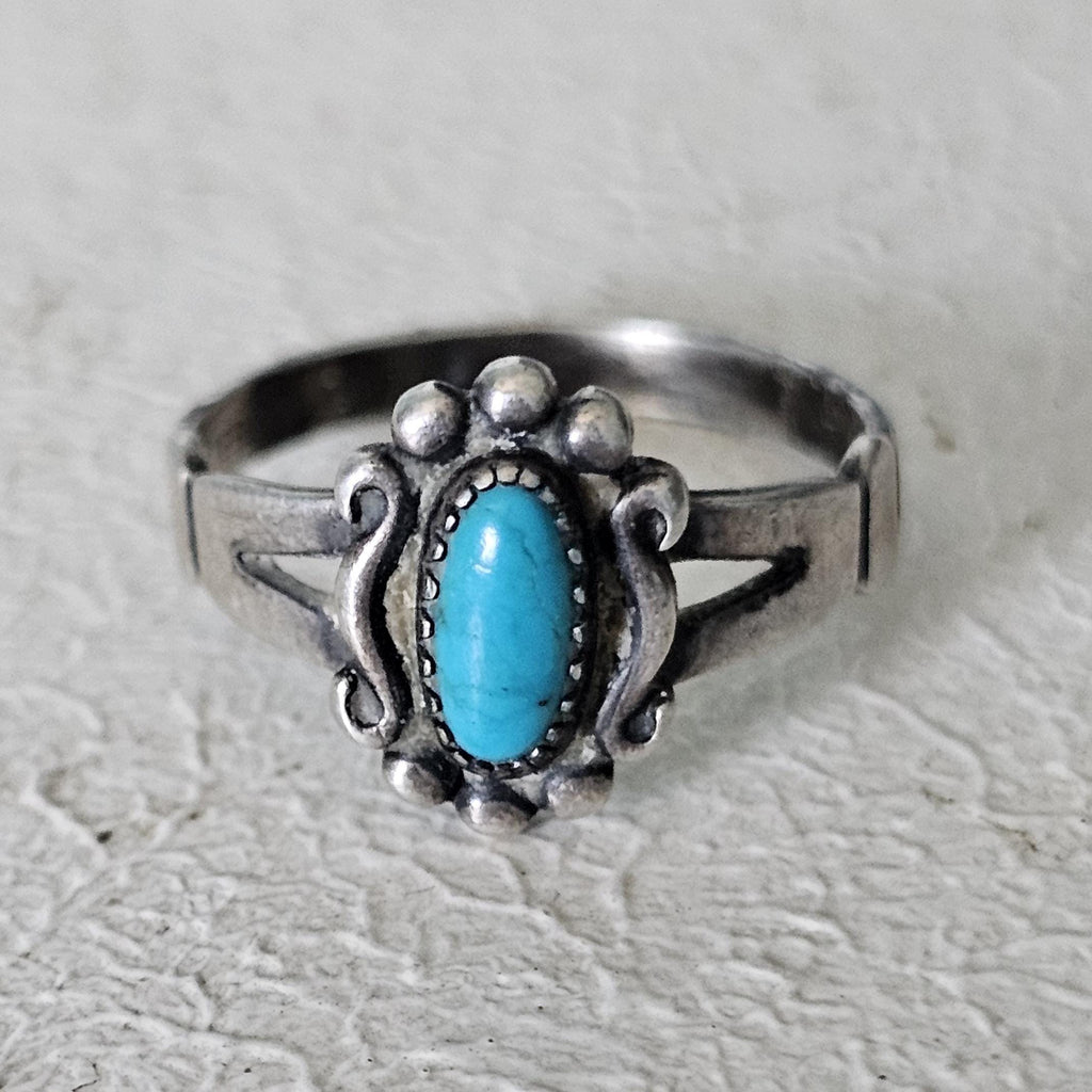 1940s Bell Trading Post Turquoise Vintage Native Ring Old Pawn Size 6 JR 469
