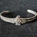 1930s Small Whirling Log Thunderbird Silver Native Cuff Bracelet Old Pawn. 6" wrist. JB 201