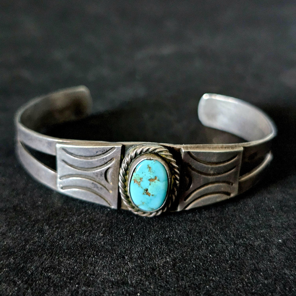 1930s Turquoise Vintage Native Cuff Old Pawn fits 6 1/2" wrist JB 245