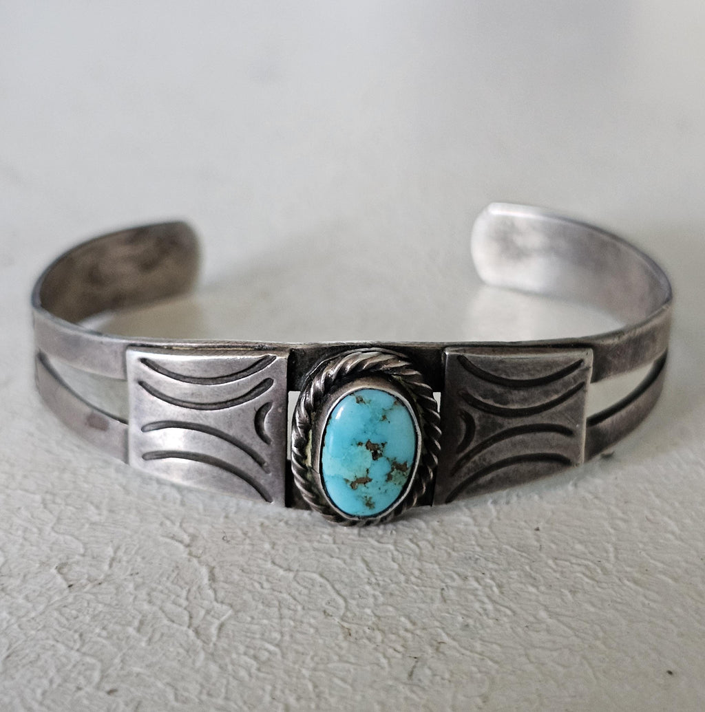 1930s Turquoise Vintage Native Cuff Old Pawn fits 6 1/2" wrist JB 245