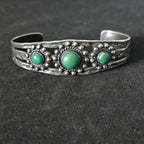 1930s Green Turquoise Sterling Native  Vintage Cuff  6 3/4" wrist   JB 272