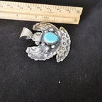 Big Thunderbird Turquoise Native Pendent Old Pawn Sterling # JPN 137