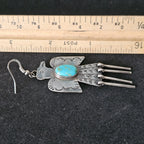 Thunderbird Turquoise Native Earrings Old Pawn 2 1/2"  JE  637