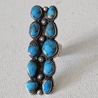 Dramatic Long Blue Turquoise Vintage Ring Old Pawn Size 10  JR 451