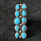 Dramatic Long Blue Turquoise Vintage Ring Old Pawn Size 10  JR 451