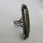 Long Green Turquoise Vintage Ring Old Pawn Size 10 1/2  JR 445