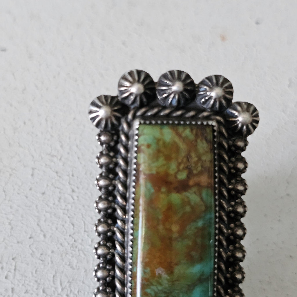 Long Green Turquoise Vintage Ring Old Pawn Size 10 1/2  JR 445