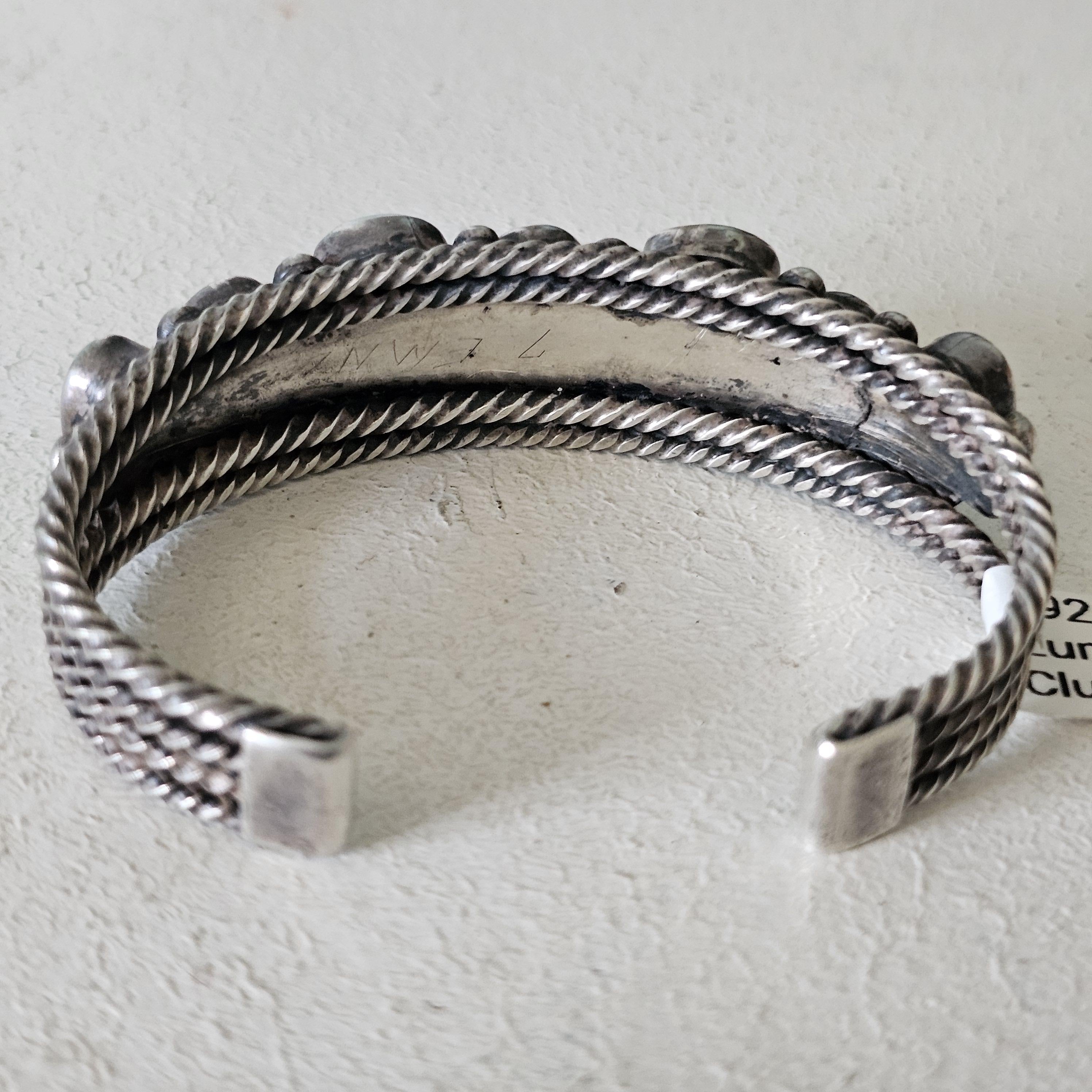 Zuni Butterfly Design Turquoise Sterling Silver Cuff Bracelet 6 1/2" wrist JB 255