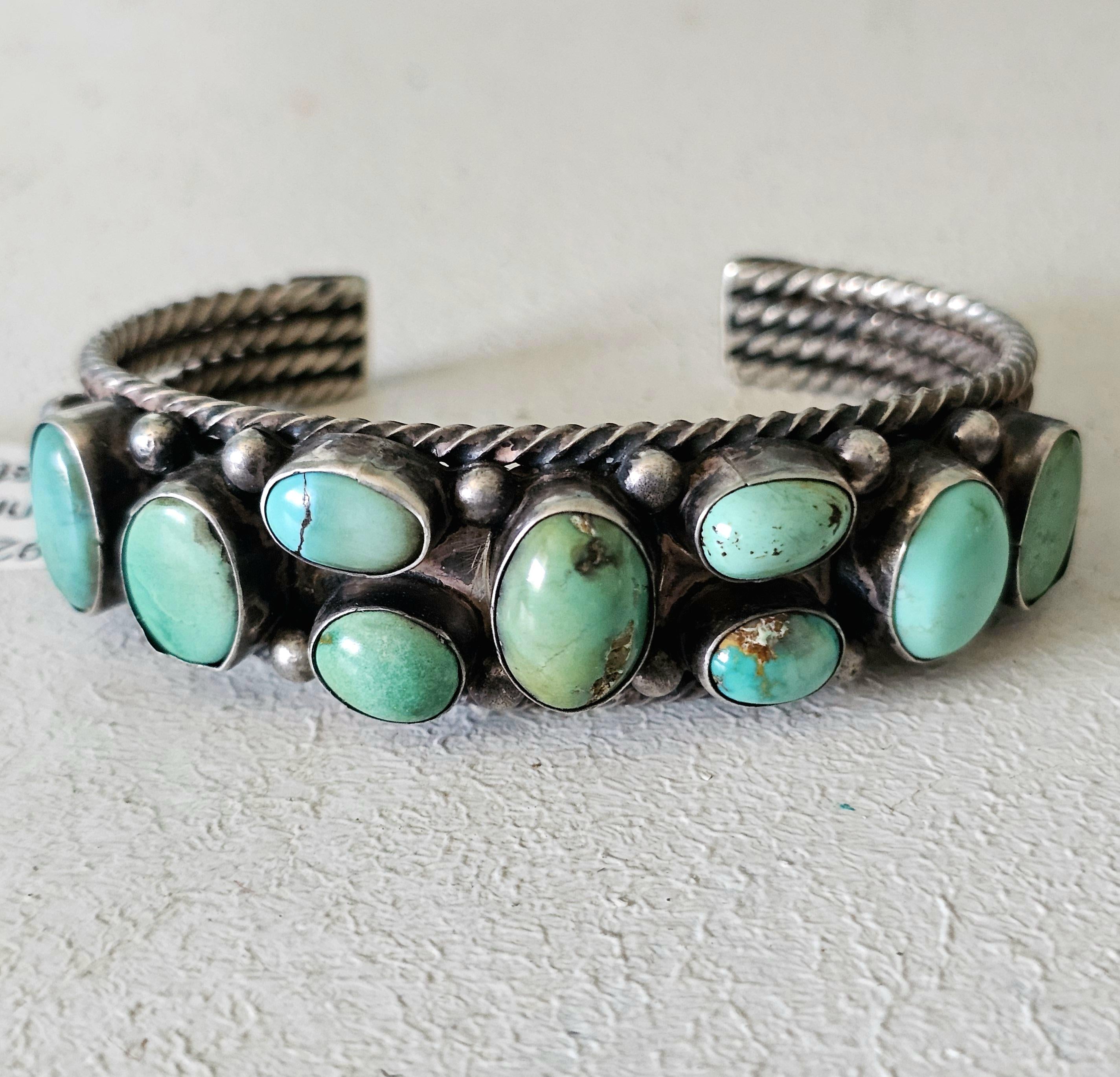 Zuni Butterfly Design Turquoise Sterling Silver Cuff Bracelet 6 1/2" wrist JB 255