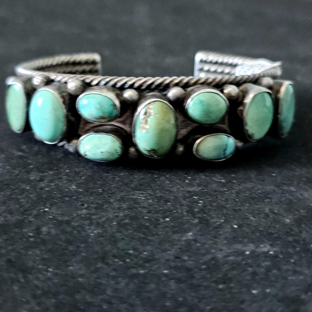 Zuni Butterfly Design Turquoise Sterling Silver Cuff Bracelet 6 1/2" wrist JB 255