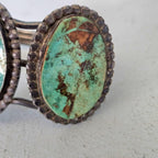 3 Good Royston Turquoise Stones Vintage Native Old Pawn Cuff  fits 6 1/2" wrist. JB 249