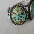 3 Good Royston Turquoise Stones Vintage Native Old Pawn Cuff  fits 6 1/2" wrist. JB 249
