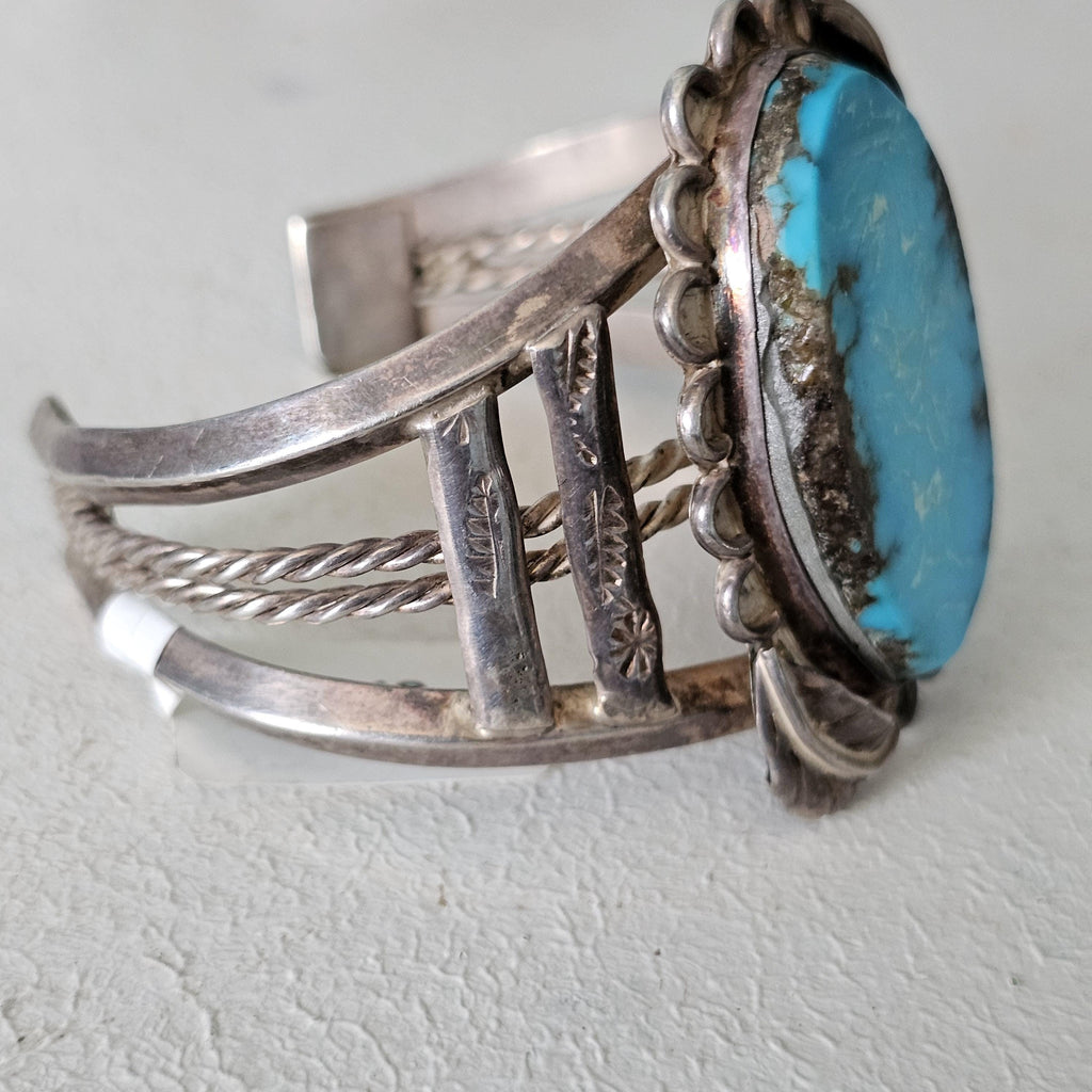 Bright Blue Turquoise Cuff Vintage Native  Old Pawn fits 6 3/4" wrist. JB 248