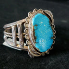 Bright Blue Turquoise Cuff Vintage Native  Old Pawn fits 6 3/4" wrist. JB 248