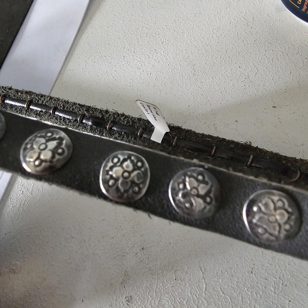 Vintage Sterling & Leather Native Hatband Old Pawn. JH 155