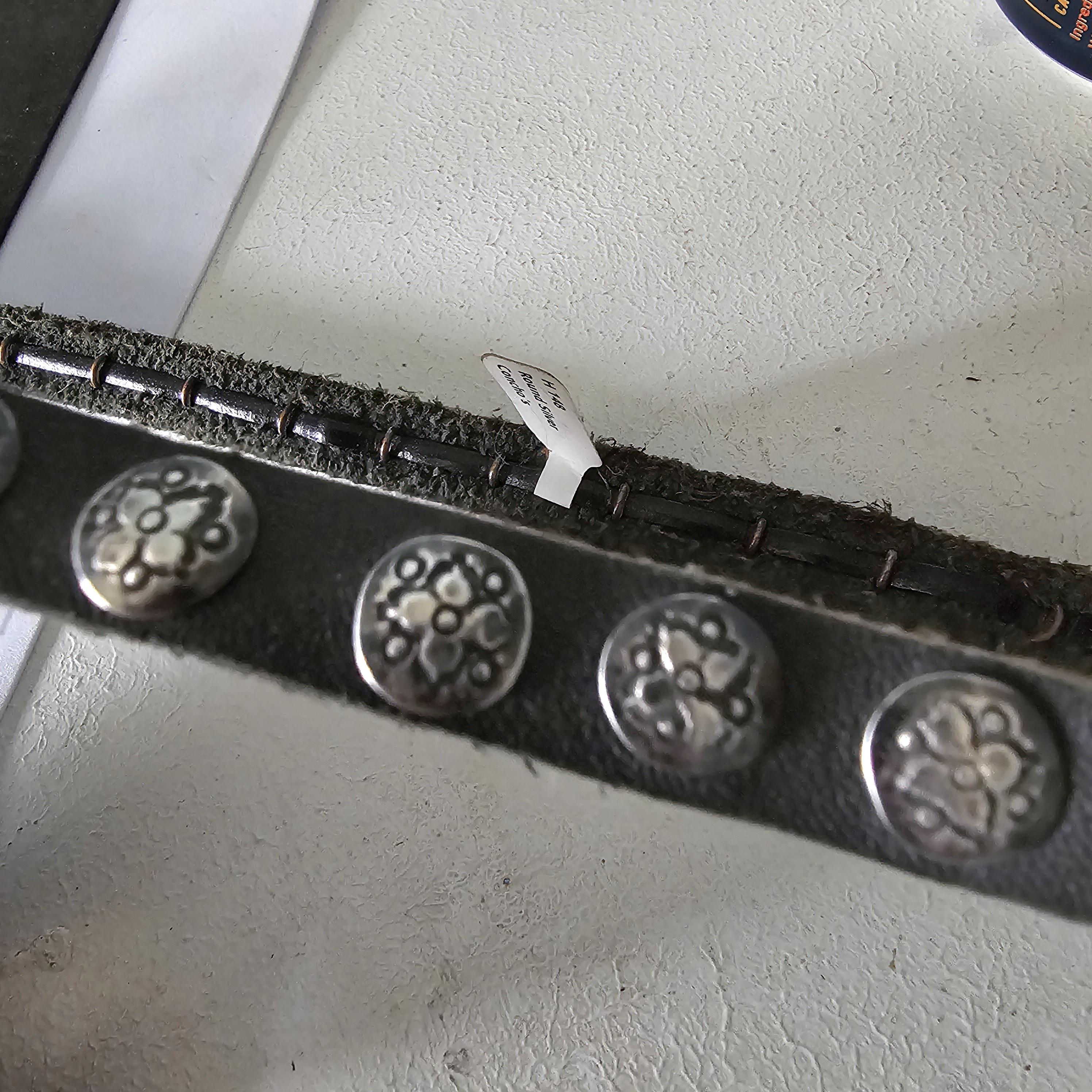 Vintage Sterling & Leather Native Hatband Old Pawn. JH 155