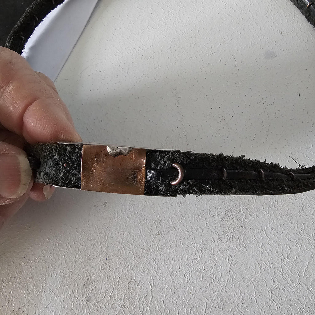 Vintage Sterling & Leather Native Hatband Old Pawn. JH 155