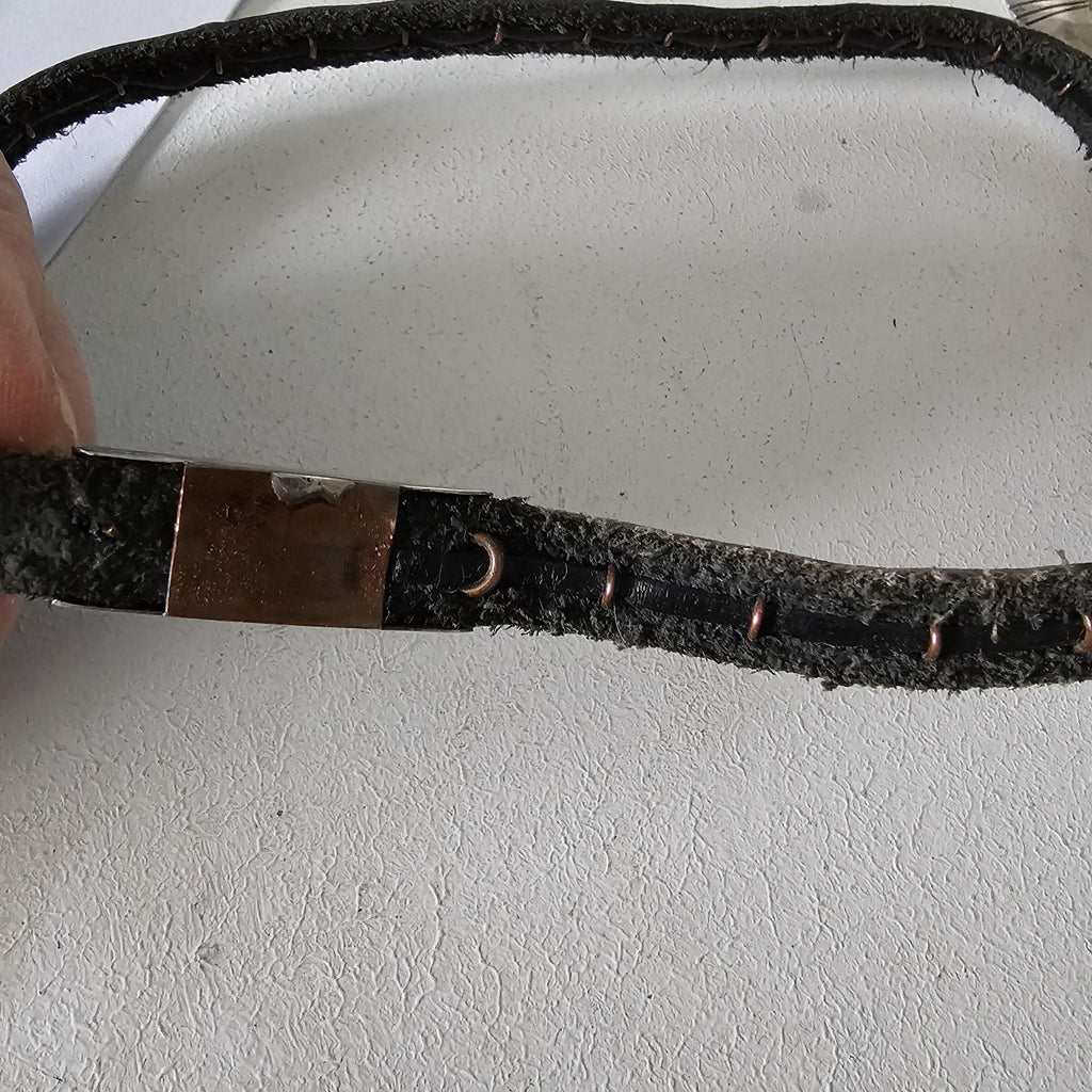 Vintage Sterling & Leather Native Hatband Old Pawn. JH 155