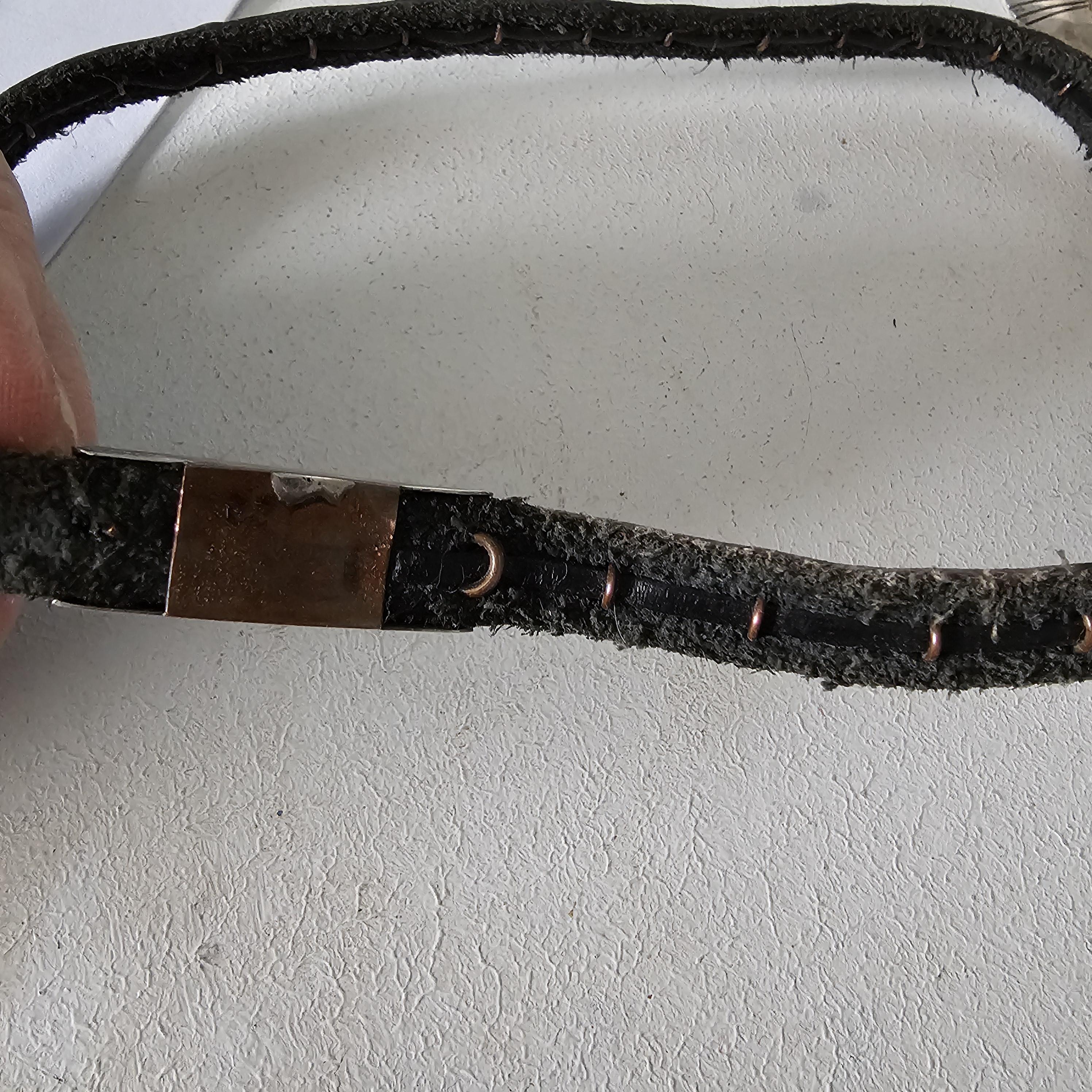 Vintage Sterling & Leather Native Hatband Old Pawn. JH 155