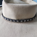 Vintage Sterling & Leather Native Hatband Old Pawn. JH 155