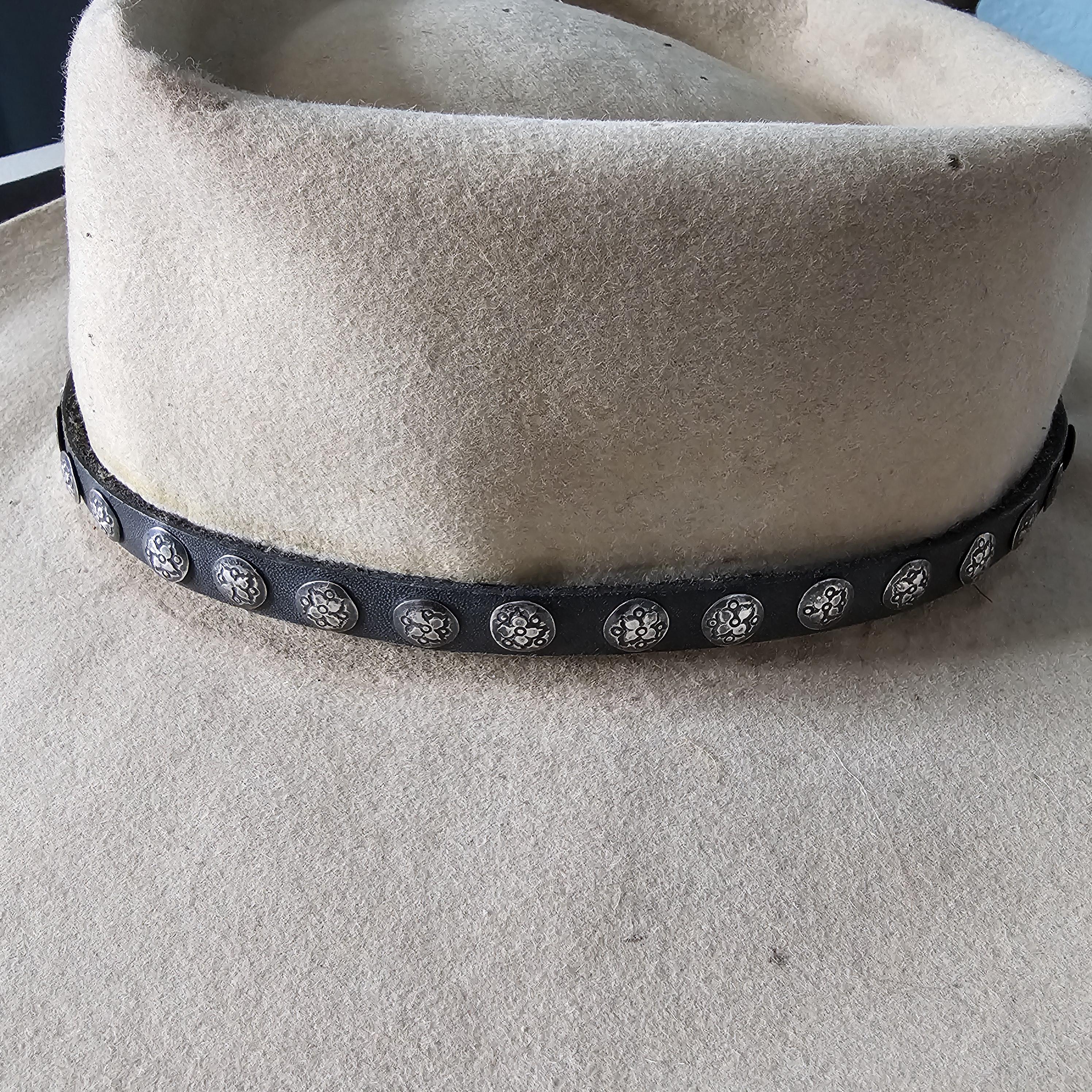 Vintage Sterling & Leather Native Hatband Old Pawn. JH 155