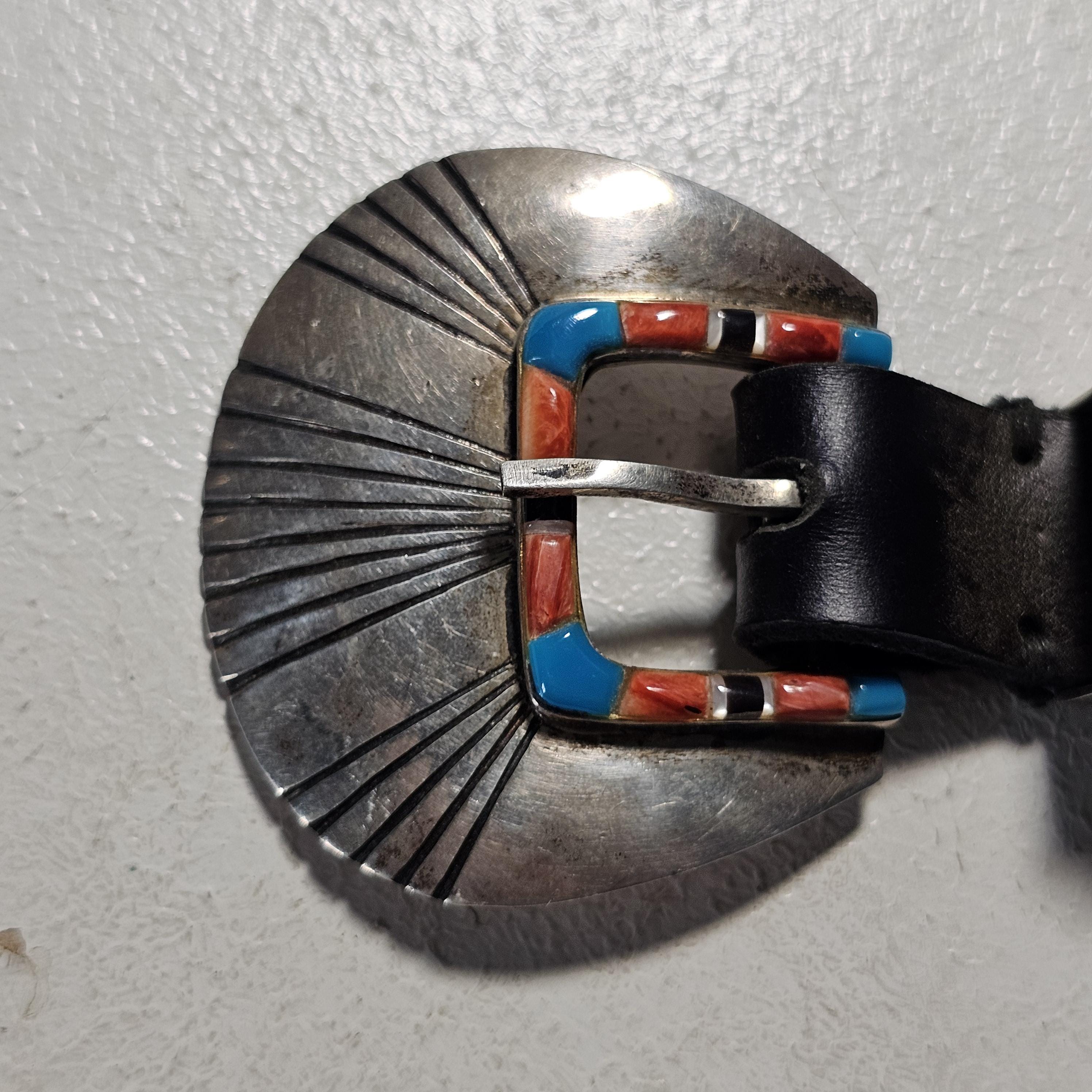 Zuni Inlay Turquoise Vintage Ranger Set Old Pawn JBL 155