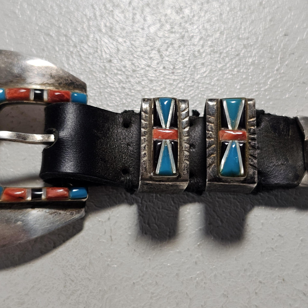 Zuni Inlay Turquoise Vintage Ranger Set Old Pawn JBL 155