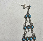 Long 3" Vintage Turquoise Zuni Raincloud Earrings Old Pawn JE 638