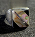 Onyx Zuni Inlay Vintage Sterling Ring Size 10 Old Pawn JR 627