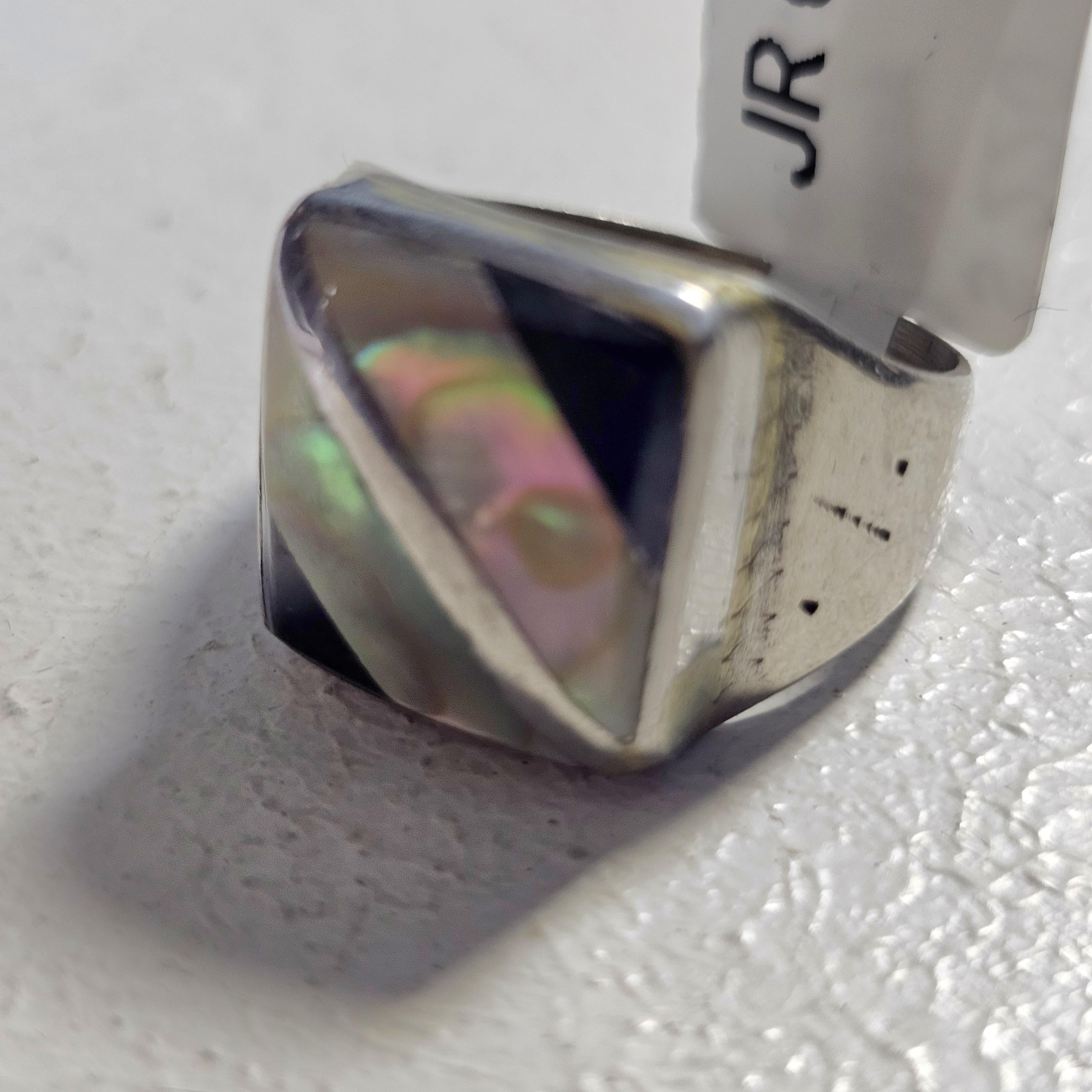 Onyx Zuni Inlay Vintage Sterling Ring Size 10 Old Pawn JR 627