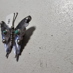Butterfly Silver Turquoise Pin Vintage # JP 181