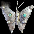 Butterfly Silver Turquoise Pin Vintage # JP 181