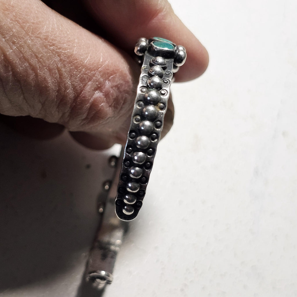 Amazing Zuni Snakeyes Turquoise Sterling Silver Bracelet 6 3/4" JB 274