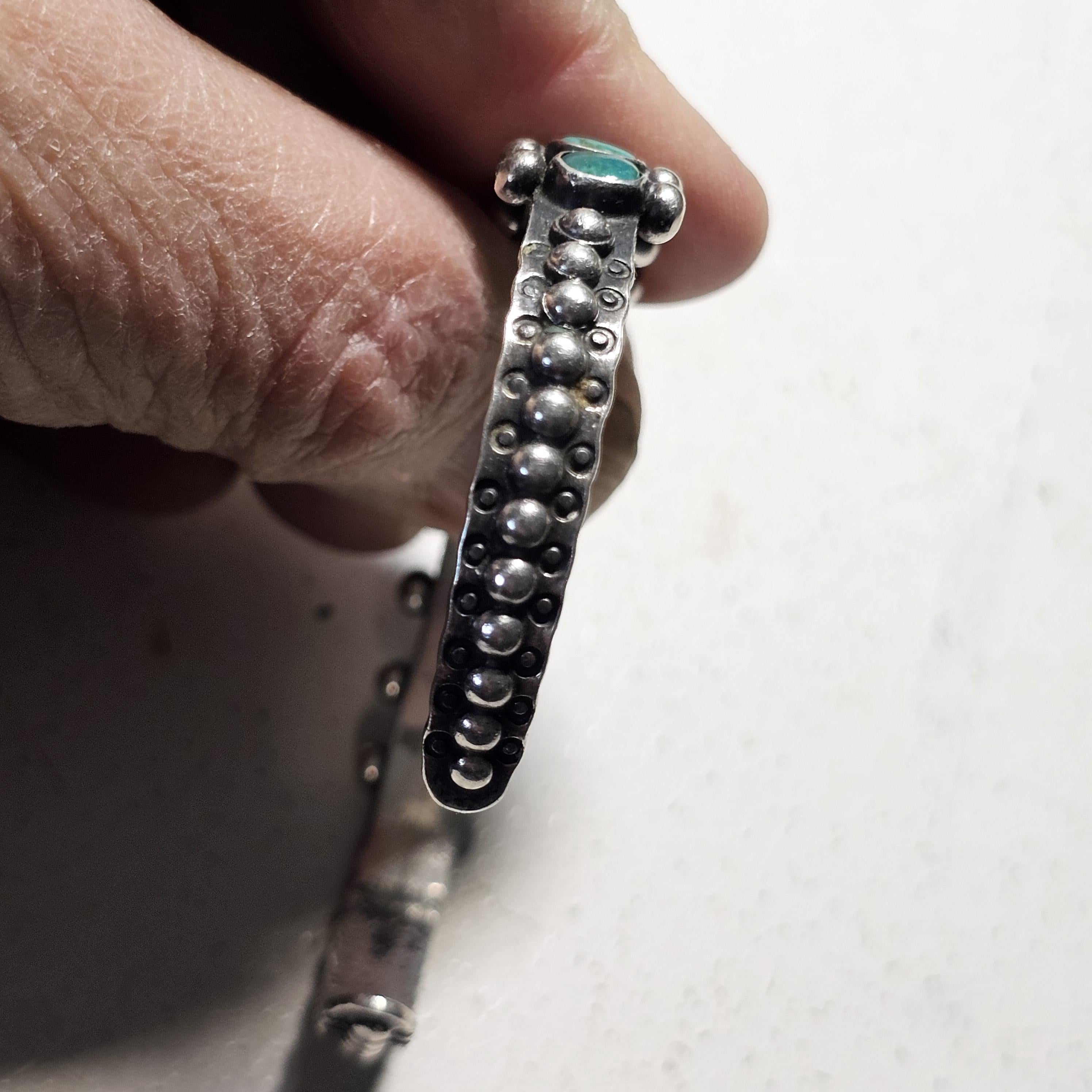 Amazing Zuni Snakeyes Turquoise Sterling Silver Bracelet 6 3/4" JB 274