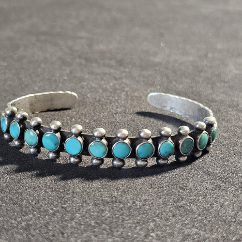 Amazing Zuni Snakeyes Turquoise Sterling Silver Bracelet 6 3/4" JB 274