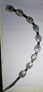 Vintage Concho Belt Sterling & Turquoise Navajo Old Pawn. JBL 157