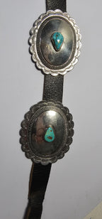 Vintage Concho Belt Sterling & Turquoise Navajo Old Pawn. JBL 157