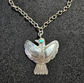 1930s Silver & Turquoise Thunderbird Necklace Vintage Old Pawn JN 806