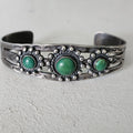 1930s Green Turquoise Sterling Native  Vintage Cuff  6 3/4" wrist   JB 272