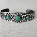 1930s Green Turquoise Sterling Native  Vintage Cuff  6 3/4" wrist   JB 272