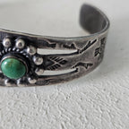 1930s Green Turquoise Sterling Native  Vintage Cuff  6 3/4" wrist   JB 272
