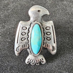 Thunderbird Shaped Turquoise Vintage Native Ring Sterling Old Pawn Size 5 JR 500