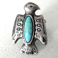 Thunderbird Shaped Turquoise Vintage Native Ring Sterling Old Pawn Size 5 JR 500