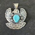 Big Thunderbird Turquoise Native Pendent Old Pawn Sterling # JPN 137