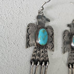 Thunderbird Turquoise Native Earrings Old Pawn 2 1/2"  JE  637