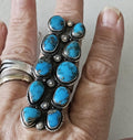 Dramatic Long Blue Turquoise Vintage Ring Old Pawn Size 10  JR 451